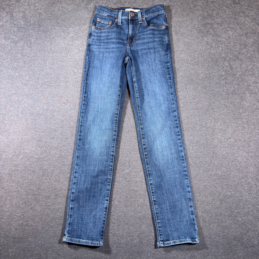 Levi's 724 High Rise Straight Jeans Women 24 Blue Stretch Denim Casual Classic